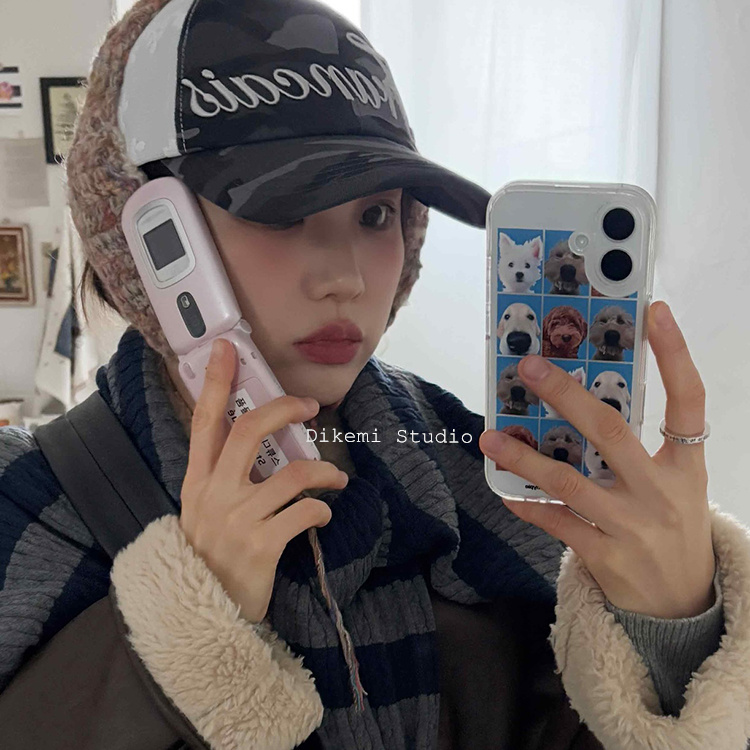 韩国ins小众博主同款可爱狗狗大头贴软壳适用于iphone16pro/15promax苹果14/13/12全包手机保护套透明