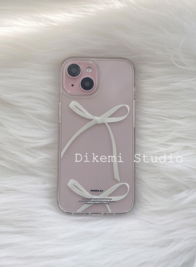 韩国ins小众甜美少女心蝴蝶结丝带17pro软壳适用于iphone16pro/15promax苹果14/13/12全包手机保护套透明