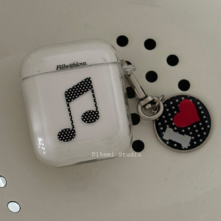 韩国ins小众少女心波点音乐符无线蓝牙耳机套软壳适用苹果airpods 4/3/2代耳机保护套airpods pro2透明硅胶