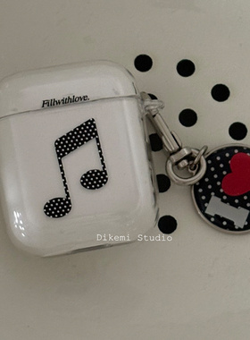 韩国ins小众少女心波点音乐符无线蓝牙耳机套软壳适用苹果airpods 4/3/2代耳机保护套airpods pro2透明硅胶