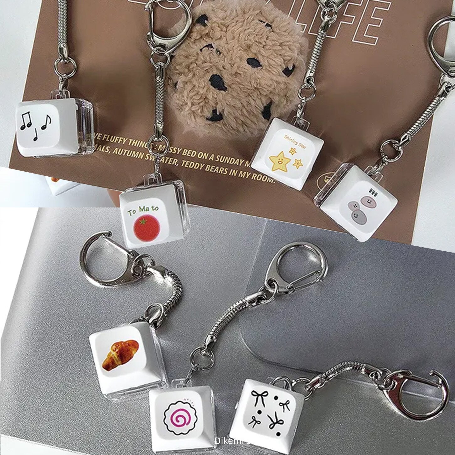 韩系ins小众Y2K创意番茄音符解压键盘钥匙扣airpods手机包包挂件