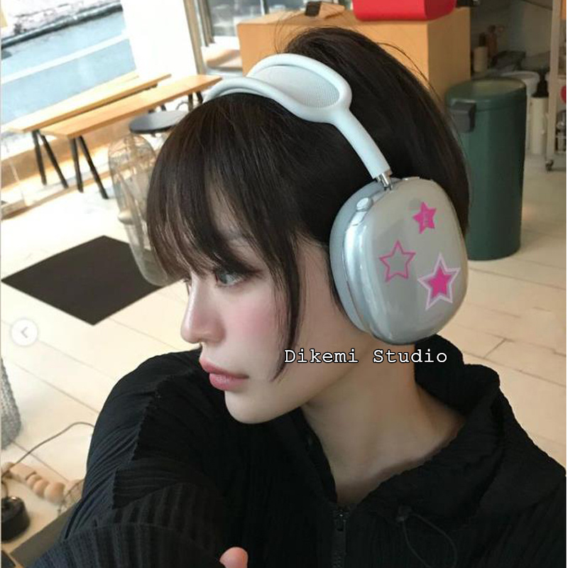 韩国ins小众甜酷辣妹五角星软壳适用airpodsMax苹果头戴蓝牙耳机保护套透明全包