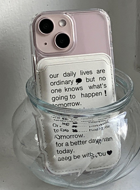 韩国ins小众设计简约英文15pro磁吸手机壳白色皮质卡包适用于iPhone14pro/13promax苹果15/13全包12保护套