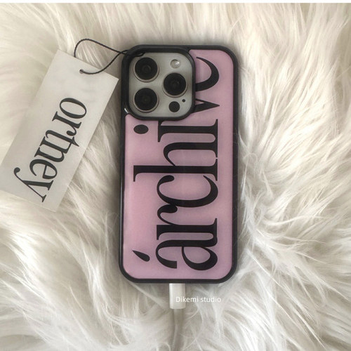 韩国ins小众简约粉色字母手机壳