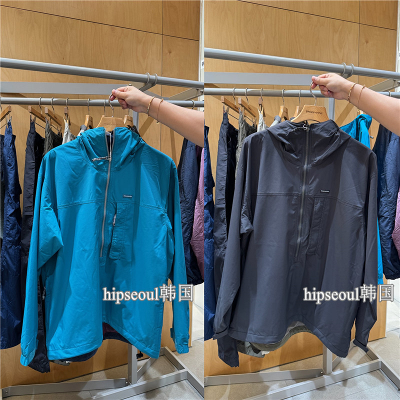 THISISNEVERTHAT2025春夏休闲宽松背部LOGO连帽半拉链套头夹克