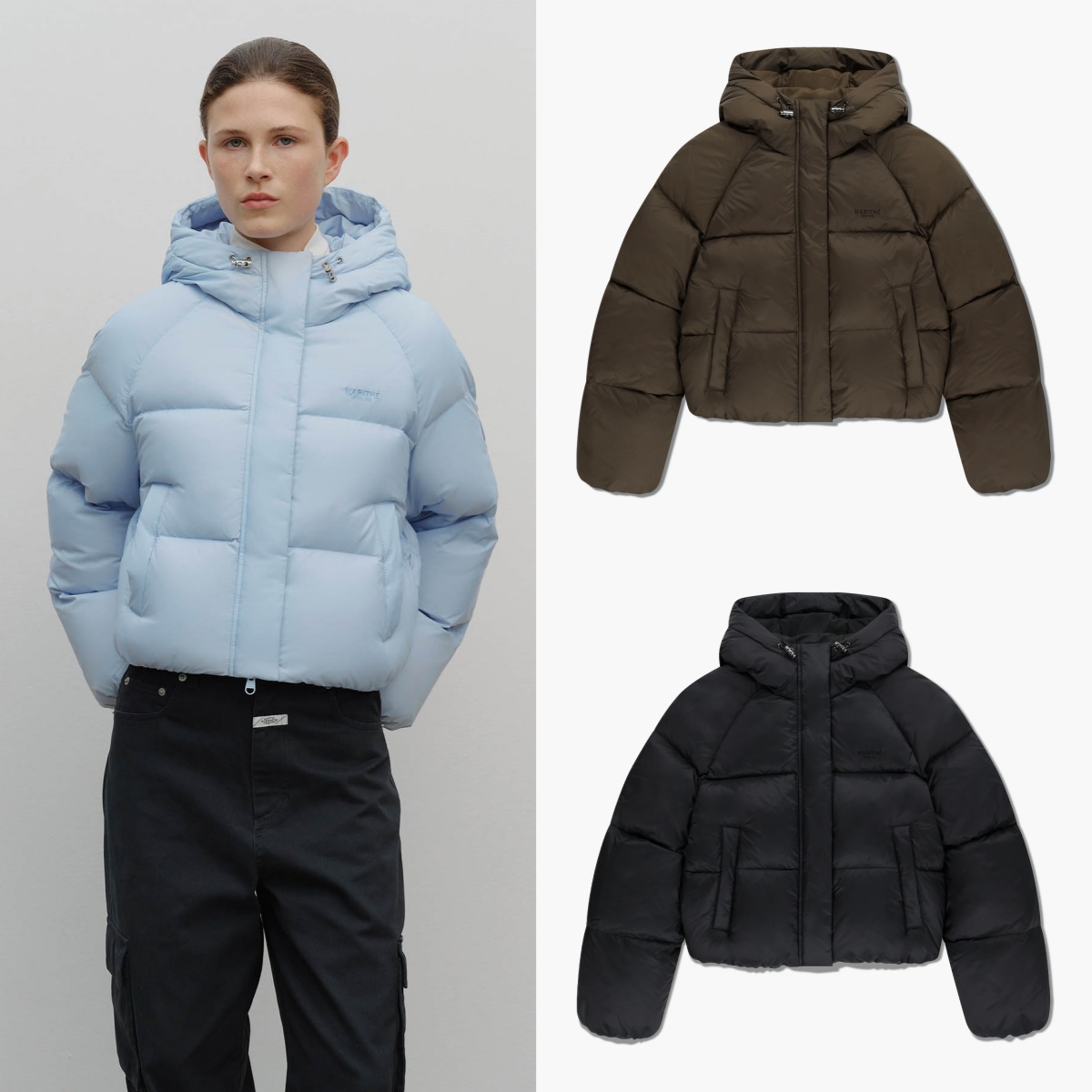 MARITHE FRANCOIS GIRBAUD2025秋冬新款短休闲连帽鸭绒羽绒服