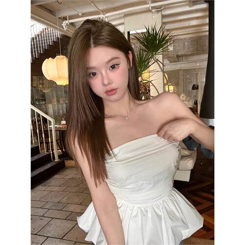 白色无袖抹胸背心女夏季法