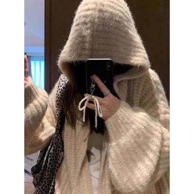 慵懒感软糯连帽毛衣外套女