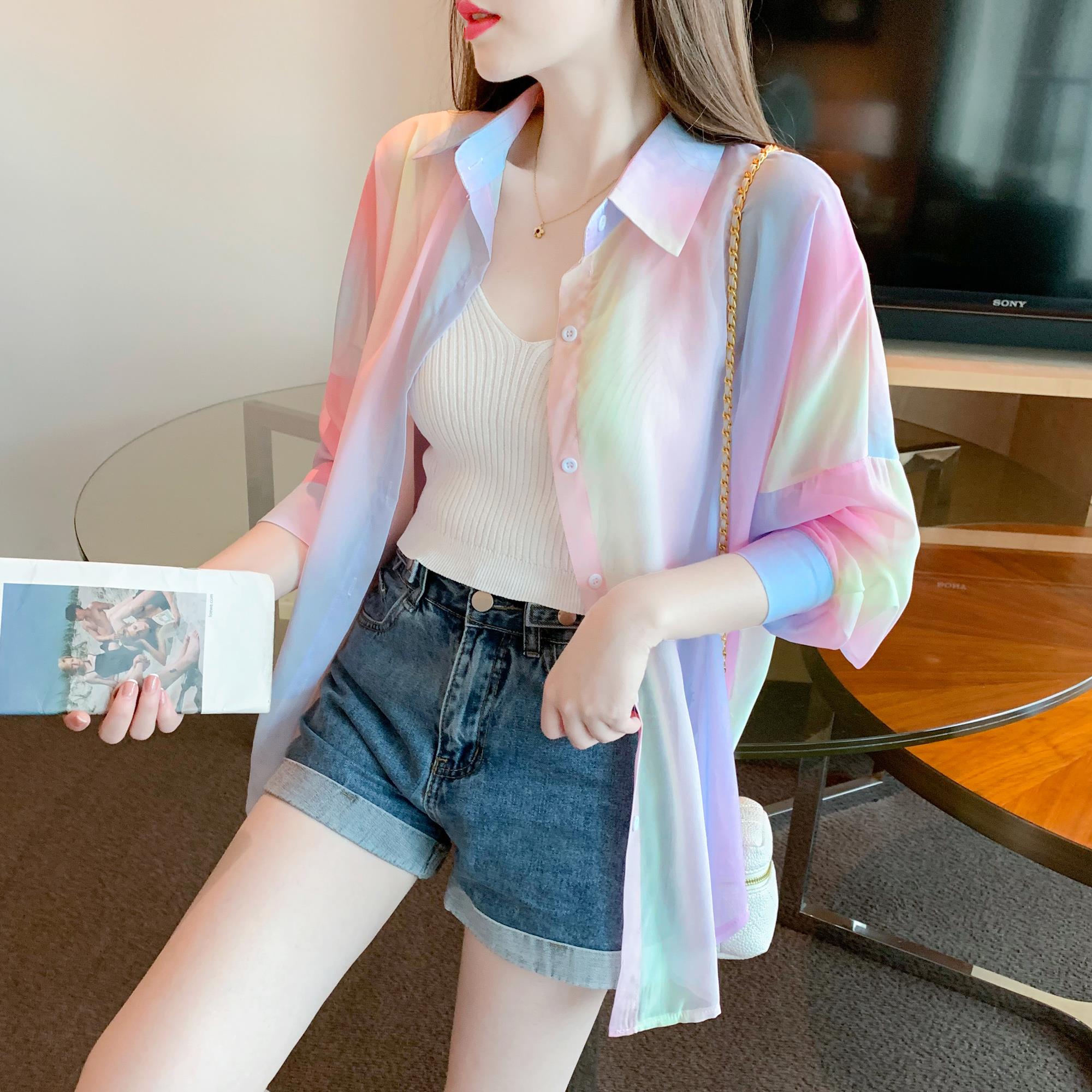 雪纺冰丝彩虹防晒衣紫外线