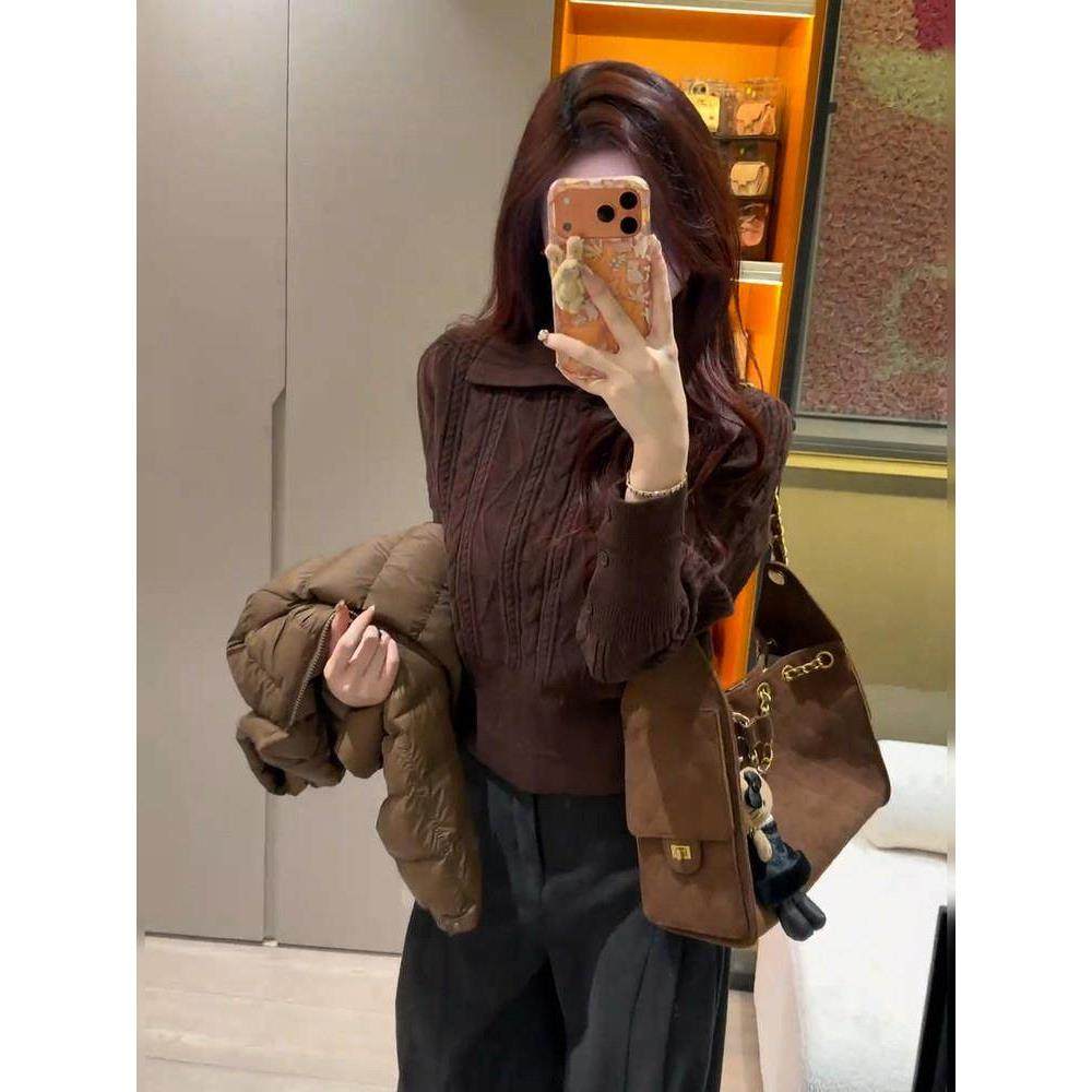 2025新款韩系穿搭翻领针织衫毛衣女秋冬季修身内搭打底polo领上衣,女装/女士精品,POLO衫,淘宝优惠券,粉丝福利购,淘宝优惠卷