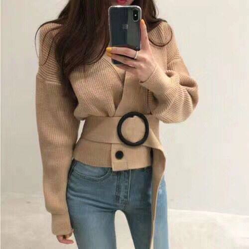 Retro chic Double-breasted Cardigan 2019 Autumn and winter new pattern fashion belt have cash less than that is registered in the accounts jacketin the Women's clothing/Boutique , Sweaters  category - from Buy2taobao.com to provide professional Taobao agent buy service