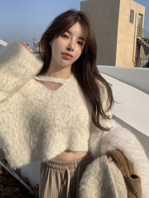 慵懒马海毛短款衣女秋冬设