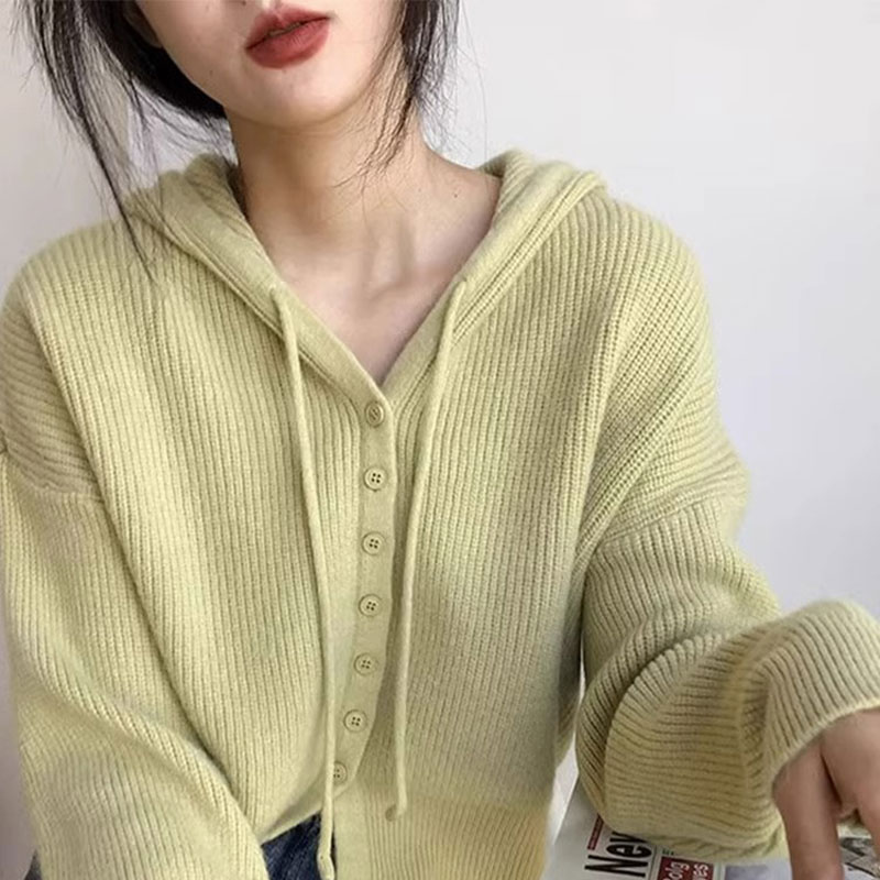 显瘦连帽针织衫高级感高腰上衣女