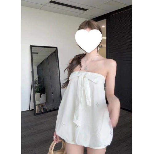 法式白色抹胸女夏季温柔度
