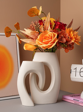 装饰摆件侘寂风素胚花瓶白色ins风摆件家居客厅创意花器花瓶装饰