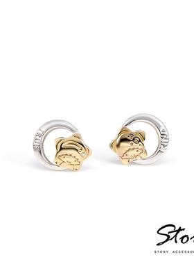 可爱卡通双子星LittleTwinStars-KikiLala双色星月耳环耳钉饰品