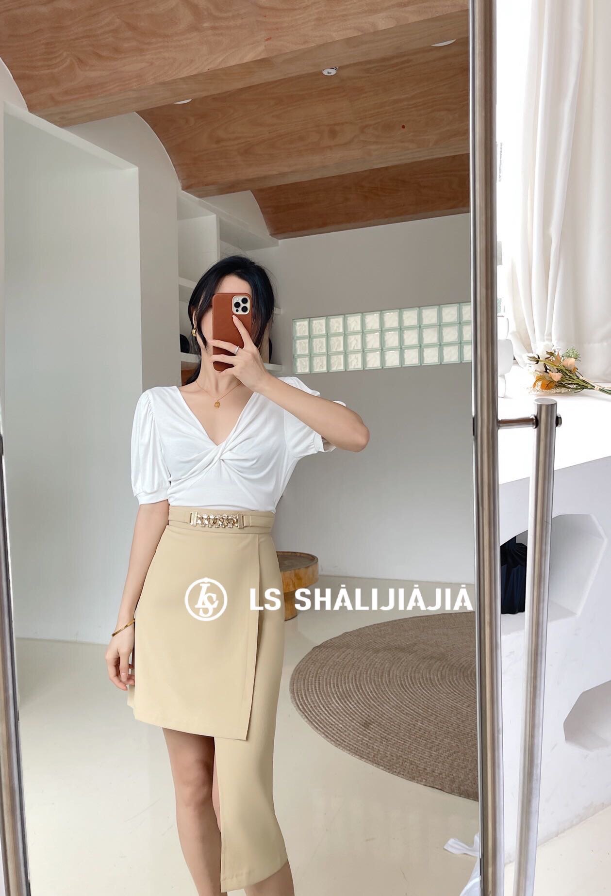 LS不规则半身裙女夏季新款韩版时尚气质OL职业裙纯色个性百搭裙子