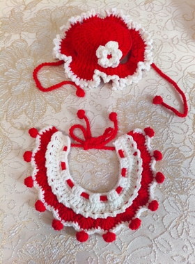 手工编织diy自制材料包毛线钩针可爱喜庆猫咪帽子项圈围脖公主