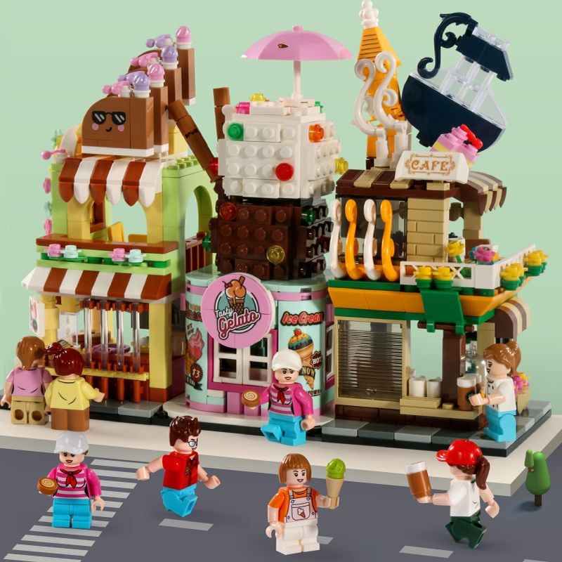 森宝迷你街景小颗粒积木儿童拼插城市屋模型拼装玩具男女孩子成人