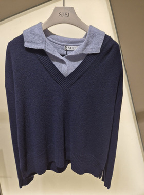 潮流直邮 SJSJ 韩国代购 24秋 时尚翻领针织衫 SJ2E9-KTO823W