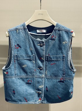 潮流直邮 O'2nd 奥蔻 24夏新品 女款绣花马甲O22E5NVTM30W