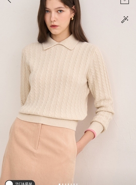 潮流直邮 韩国SJSJ正品 24冬 翻领羊绒针织衫SJ2EAKTO853W