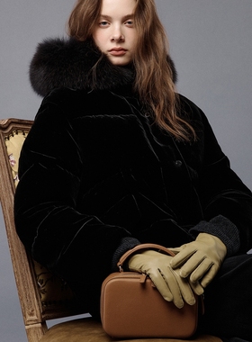 潮流直邮 韩国SJSJ正品 25冬 丝绒连帽羽绒服 SJ2FBQOT139W