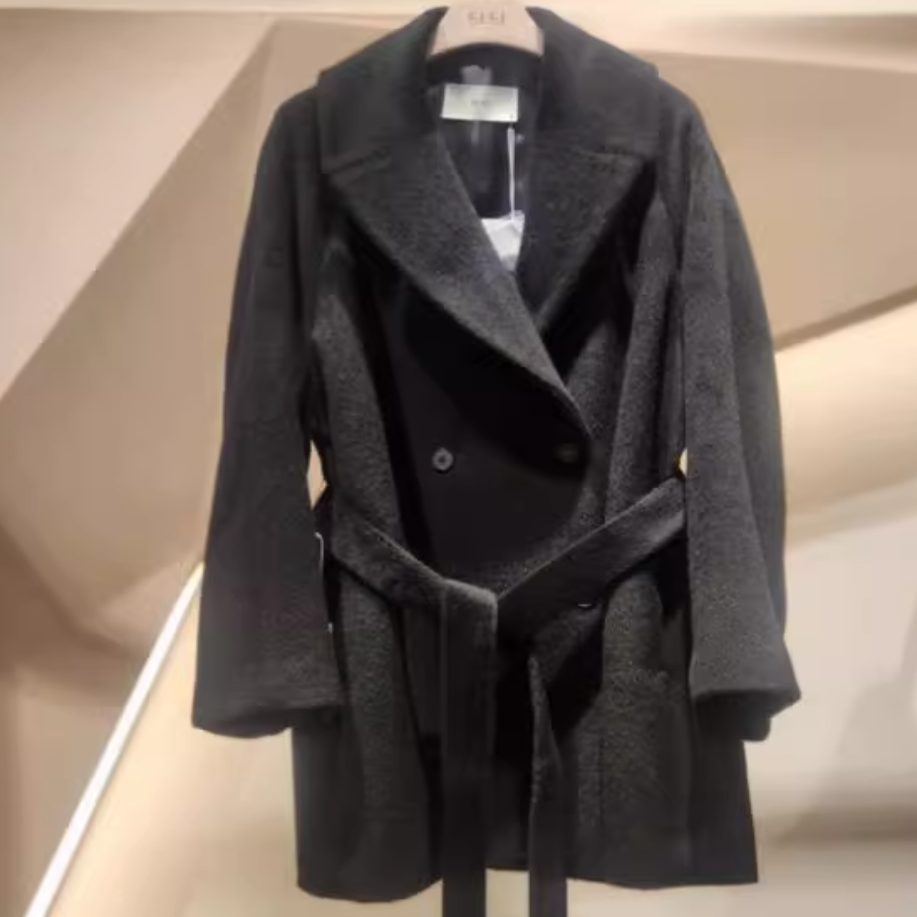 潮流直邮 韩国 SJSJ 正品 25冬 时尚束腰毛呢外套 SJ2FB-WCT974W