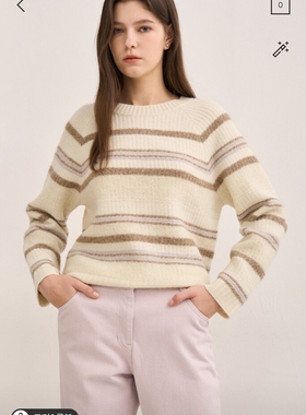 潮流直邮 韩国SJSJ正品 24冬 圆领条纹羊绒衫SJ2EBKTO867W