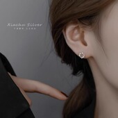 925纯银花环耳钉女2023年新款 潮睡觉不用摘小众设计小巧耳环耳饰