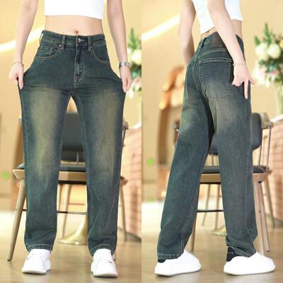 美式复古宽松牛仔裤男款个性痞帅潮流直筒裤男士百搭休闲阔腿裤子