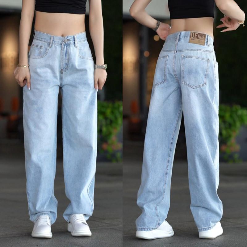 水洗浅色牛仔裤男款韩版时尚痞帅阔腿休闲长裤高街潮流宽松弯刀裤