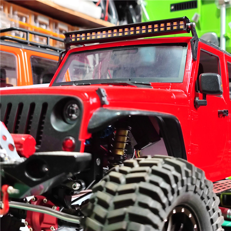1|10 시뮬레이션 원격 제어 등산 자동차 라이트 랭글러 지붕 조명 이중 행 스포트라이트 SCX10 46 TRX4 탐조등