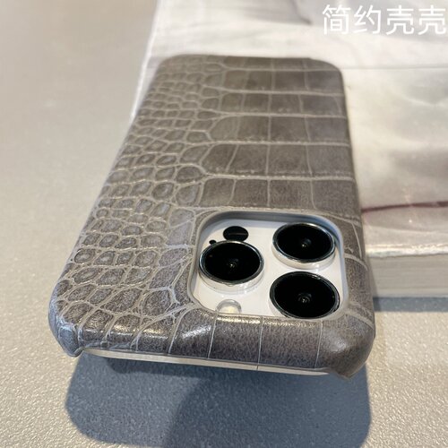 复古灰色鳄鱼纹适用苹果16promax手机壳iPhone15pro半包14pro高档13pro男女保护套12/11皮质硬壳