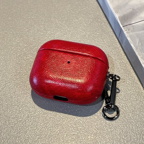 高级感红色油皮适用airpods4代无线蓝牙耳机保护套airpods12345代皮质airpodspro2硬壳新款