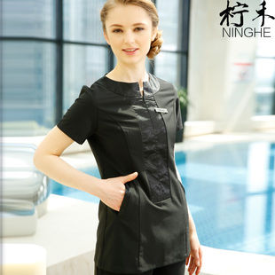柠禾SPA养生馆美容院美甲服工作服美容师春夏装中短袖套装工作服