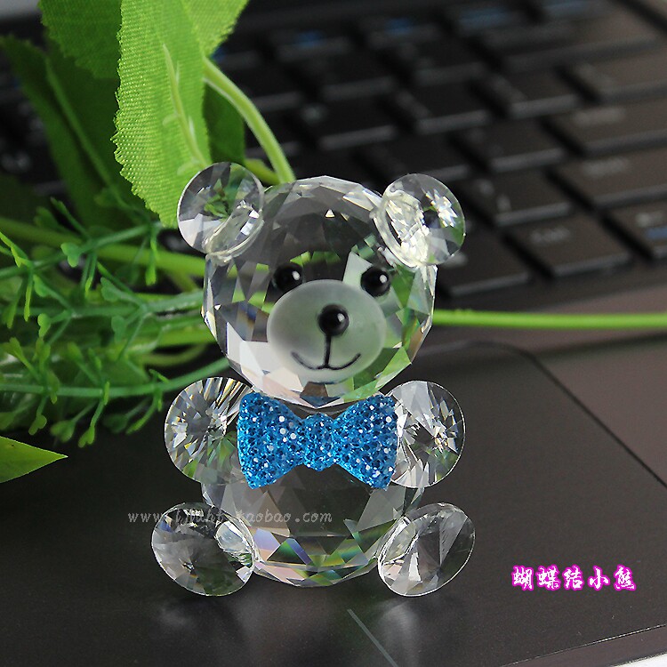 水晶小熊摆件 手机柜台创意礼品珠宝柜台婚房装饰品摆设 生日礼物