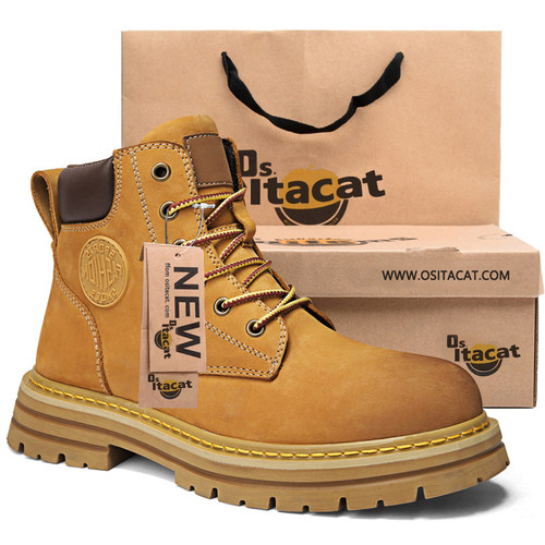 马丁靴男复古短靴厚底大黄靴