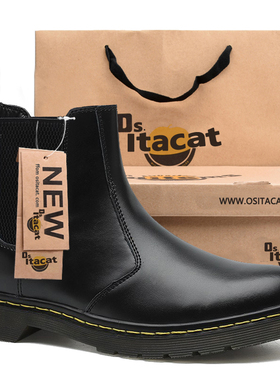 OSITA CAT切尔西靴男士冬季马丁靴英伦风真皮百搭中帮短靴男子潮