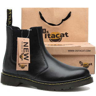 马丁靴英伦风真皮百搭中帮短靴男子潮 冬季 OSITA CAT切尔西靴男士
