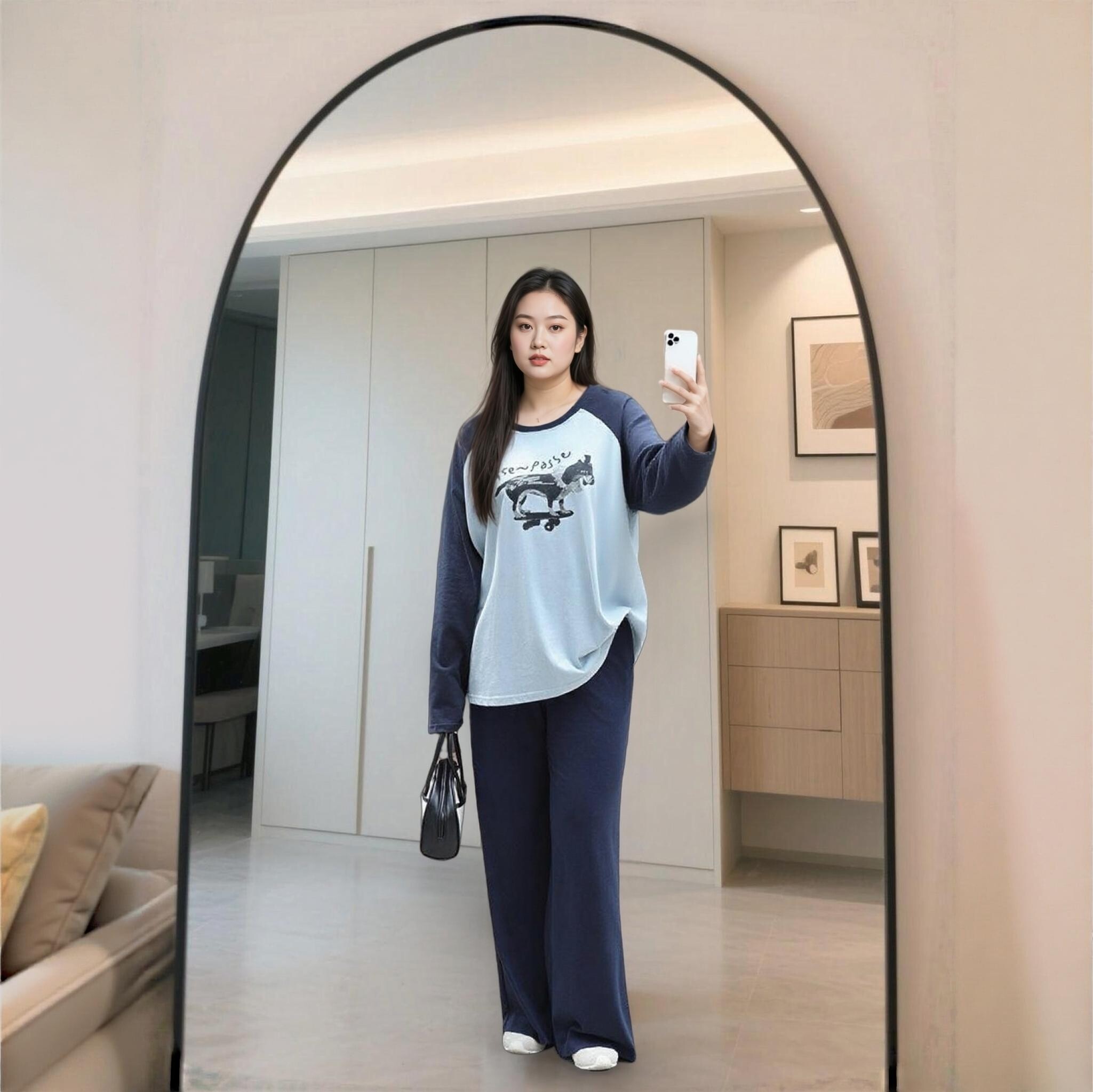 阿乐福 大码女装胖mm秋装长袖大码套装
