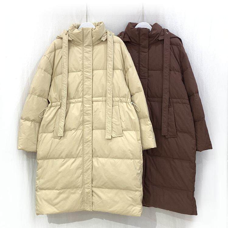 冬季新款中长款棉布羽绒服女文艺风百搭纯色宽松休闲外套大码女装