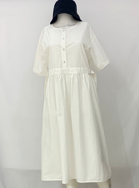 2024夏季新款纯棉裙子简约气质休闲宽松淑女文艺范连衣裙250095