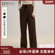 IVYKKI艾维2025冬季 保暖高级质感女 时尚 新款 松紧腰内里加绒阔腿裤