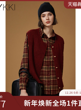IVYKKI艾维休闲复古格子衬衫女百搭时尚披肩小衬衣2025年冬季新款