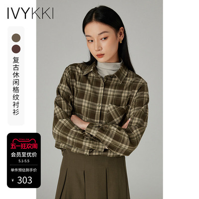 长袖衬衫ivykki格纹复古