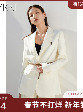 IVYKKI艾维女装秋季新款直筒显瘦气质通勤长袖白色西装外套西服女