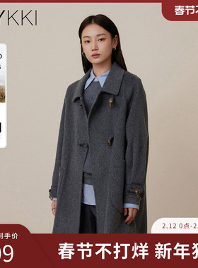 IVYKKI艾维2025冬季新款中长款毛呢大衣羊角双面呢外套百搭休闲女