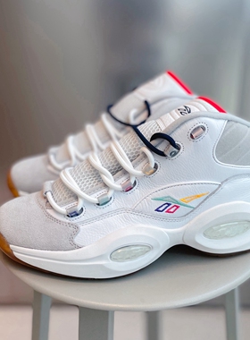 锐步/Reebok Question mid 白色炫彩艾弗森运动减震篮球鞋 GY2641