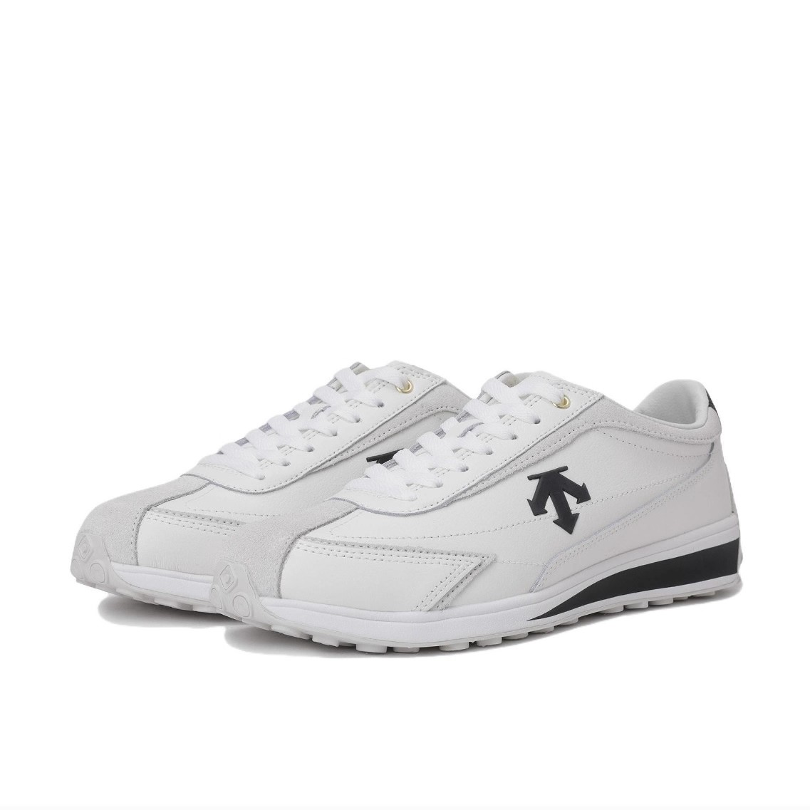 保税直发迪桑特DESCENTE 皮质防滑耐磨低帮白黑休闲鞋 SQ123LCR11